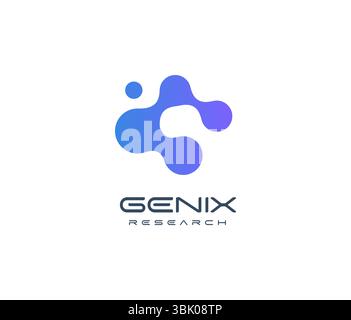 Abstract molecular logo with fusion organic shapes, representing science, biotech, and innovation. Ideal for tech startups, research firms, and data Stock Vector