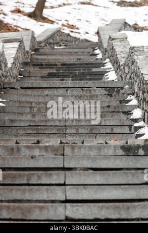 Old Stairs in the winter Stock Photo