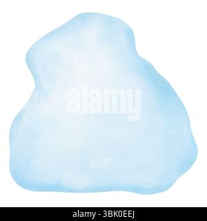 Abstract blue watercolor blot with soft edges and textured gradients, perfect for background or artistic design elements in a clean, minimal style. Stock Photo