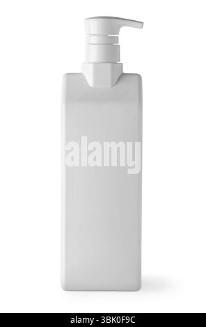 Blank white plastic dispenser bottle isolated on white background, ready for your product design Stock Photo