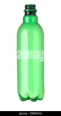 Empty plastic bottle isolated on a white background, representing concepts like recycling, plastic waste, and environmental issues Stock Photo