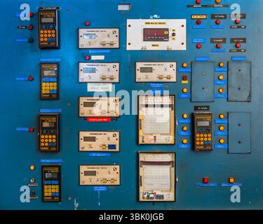 Control panel of a measurement device closeup Stock Photo