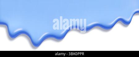 Glossy blue melt dripping ice cream texture - smooth blueberry liquid flow on white surface. Stock Vector