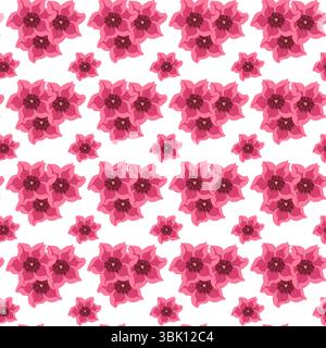 Simple flowers in flat style. Seamless pattern. Vector illustration. Stock Vector