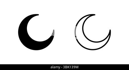 A crescent moon icon, often used to symbolize the Islamic calendar and start of Ramadan. Stock Vector