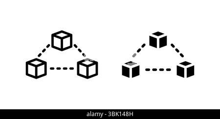Blockchain icon set symbolizing digital network, decentralization, and cryptocurrency infrastructure Stock Vector