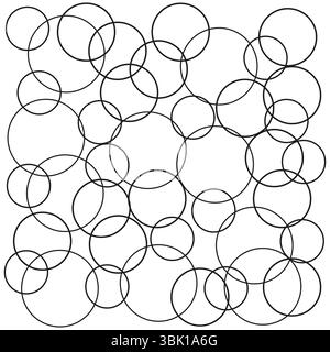 Circle overlap pattern. Outline vector design. Geometric loop shapes. Transparent ring layout. Stock Vector