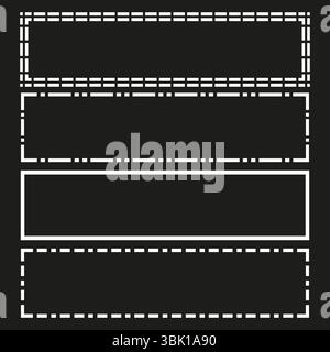 Dotted border frame. Dashed line pattern. Vector rectangle outline. Black white dots. Stock Vector