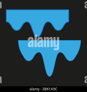 Wave chart vector. Abstract blue shape. Curved statistic form. Symmetrical data symbol. Stock Vector