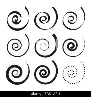 Whirling spiral shape. Twisting circular design. Abstract form vector. Black outline. Stock Vector
