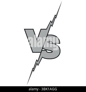 VS Typography with Thunder and Lightning, Fight, Competition, Battle, Match, Game, Sport Fighting Home Screen Stock Vector
