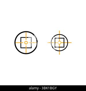 arget icon. Aiming cross symbol. Vector center point. Orange hexagon design. Stock Vector