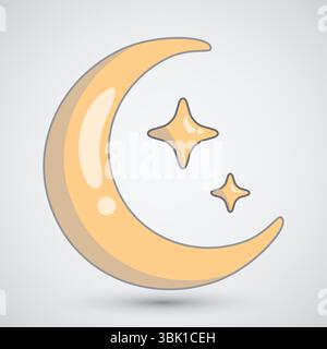 Vector Crescent Moon Cartoon Style Illustration Stock Vector