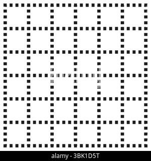 Dotted line pattern. Abstract grid matrix. Minimal vector design. Black white background. Stock Vector