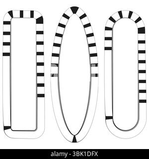 Vertical stripe frames. Oval rectangular shapes. Contrast outline design. Geometric vector element. Stock Vector