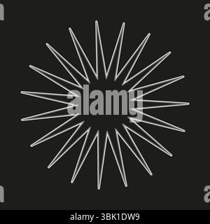 Radiant burst star. Sharp ray vector. Energetic flare motif. Deep black field. Stock Vector