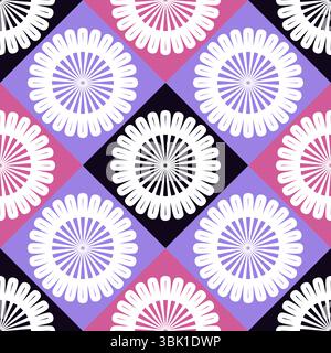 Mandalas on colourful tiles seamless geometric pattern vector illustration Stock Vector