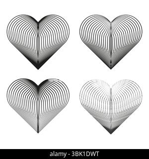 Black heart icon. Line contour figure. Romantic vector symbol. Elegant graphic shape. Stock Vector