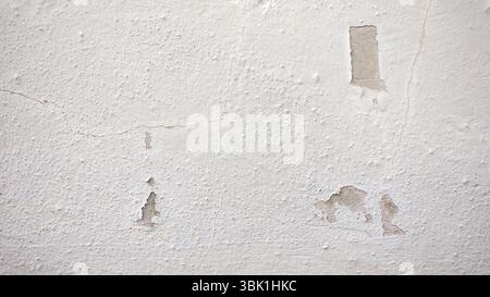 Damaged White Wall Texture with Peeling Paint and Cracks Stock Photo