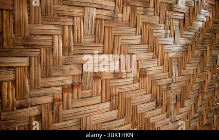 Close-up of Traditional Bamboo Weaving Pattern for Background or Texture Stock Photo