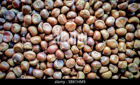 Close-Up of Fresh Chestnuts in Abundance Stock Photo
