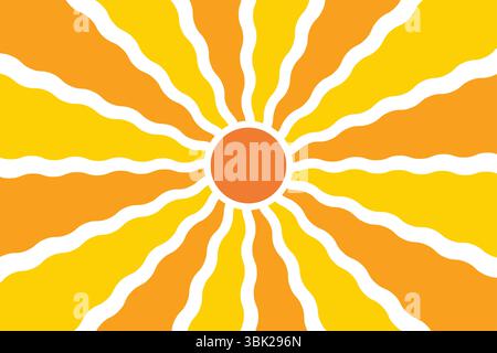 Warm orange sun rays radiate, creating a vibrant pattern Stock Vector