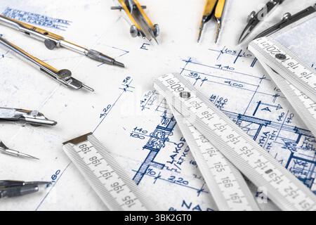 The part of architectural project with bow Stock Photo