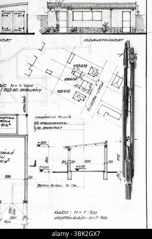 The part of architectural project with bow Stock Photo