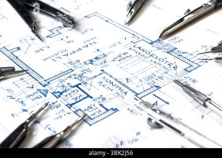 The part of architectural project with bow Stock Photo