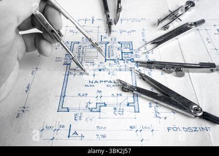 The part of architectural project with accessories Stock Photo