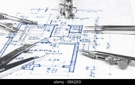The part of architectural project with bow Stock Photo