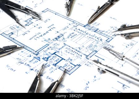 The part of architectural project with bow Stock Photo
