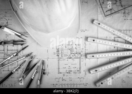 The part of architectural project with accessories Stock Photo