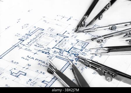 The part of architectural project with bow Stock Photo