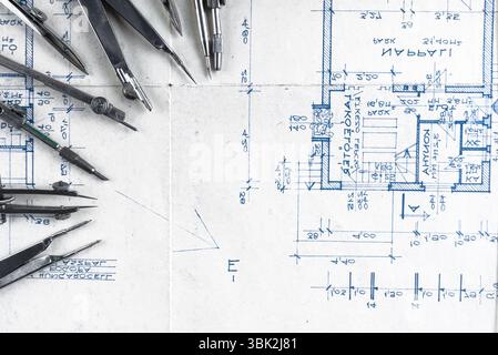 The part of architectural project with bow Stock Photo