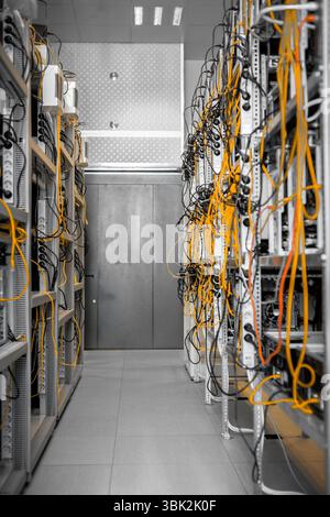 Modern computer cases in a data center Stock Photo