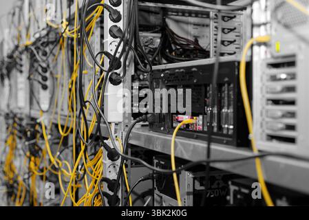 Modern computer cases in a data center Stock Photo