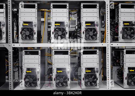 Modern computer cases in a data center Stock Photo