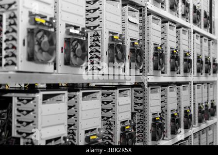 Modern computer cases in a data center Stock Photo