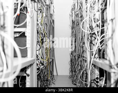 Modern computer cases in a data center Stock Photo