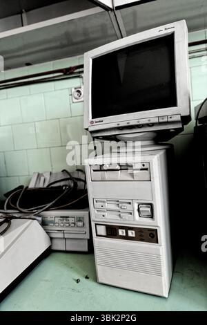 Old vintage computer in the laboratory Stock Photo
