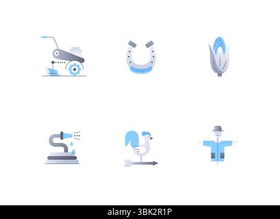 Country and farm life - flat design style icons set Stock Vector