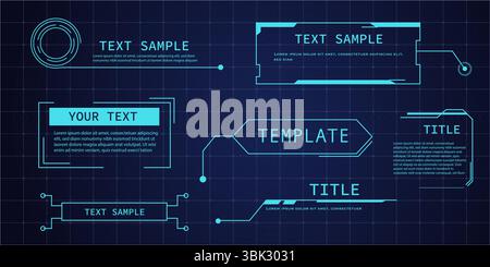 Callout title box Cyber interface design with info panels, sci-fi labels, and modern vector borders. Great for futuristic video content, tech banners, or digital UI screens. Vector illustration Stock Vector