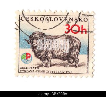 A vintage postage stamp from Czechoslovakia isolated on a white background. Stock Photo