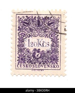 A vintage postage stamp from Czechoslovakia isolated on a white background. Stock Photo