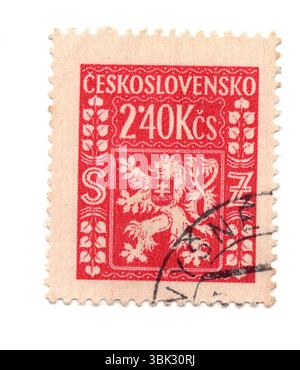 A vintage postage stamp from Czechoslovakia isolated on a white background. Stock Photo