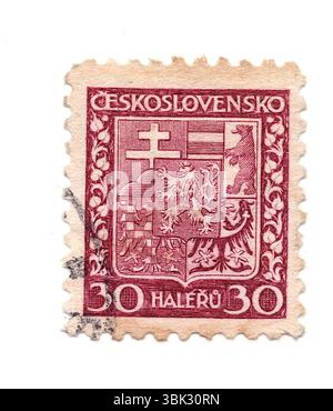 A vintage postage stamp from Czechoslovakia isolated on a white background. Stock Photo