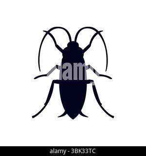 Cockroach insect icon isolated on white background, Pest bug silhouette ...