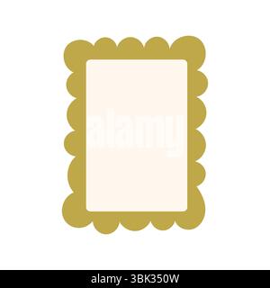 Simple green rectangular shape with scalloped outline in a soft neutral style. Perfect for stationery, invites or crafts. Stock Vector