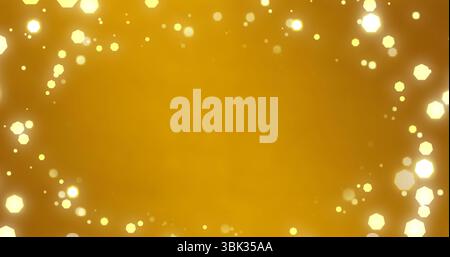 Forming glowing bokeh border in digital composition, with hexagonal and circular light particles Stock Photo